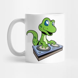 Cartoon Gecko DJ at Turntable Mug